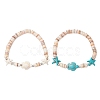 2Pcs Sea Turtles & Starfish Dyed Synthetic Turquoise Beads Stretch Bracelets BJEW-JB11881-2
