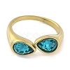 Ion Plating(IP) 304 Stainless Steel Rhinestone Teardrop Cuff Open for Women RJEW-N046-04G-G-2