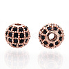 Rack Plating Brass Cubic Zirconia Beads ZIRC-S001-6mm-B01-2
