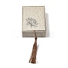 Wood Covered with Linen Cloth Pendant Necklace Boxes OBOX-XCP0001-04-1