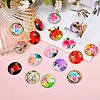 Flower Printed Glass Cabochons GGLA-SZ0001-15-5