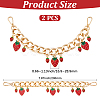 2Pcs Alloy Enamel Strawberry Charm Aluminum Bag Decorative Chains HJEW-BBC0001-27B-2