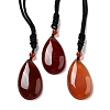 Natural Carnelian Pendant Necklace with Nylon Cord for Women NJEW-L464-A04-1