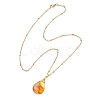 Natural Amber Teardrop Pendant 304 Stainless Steel Satellite Chain Necklaces NJEW-JN05983-01-4