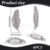 6Pcs Feather Shape Brass Rhinestone Lapel Pins for Backpack Clothes JEWB-UN0002-71A-3