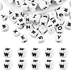 20Pcs White Cube Letter Silicone Beads SIL-YWC0003-06W-1