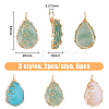 6Pcs 3 Styles Mixed Gemstone Copper Wire Wrapped Pendants FIND-FH0007-92-2