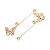 Rack Plating Butterfly Brass Pink Cubic Zirconia European Safety Chains KK-F879-20G-2