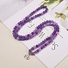 Natural Weathered Agate Round Beaded Wrap Bracelet with Alloy Ohm/Aum Lotus AJEW-PH00503-01-3