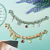 2Pcs 2 Styles Alloy & Glass Butterfly Star Key Charm Aluminum Chain Bag Decorative Chains HJEW-TAC0134-4