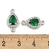 Brass Pave Clear & Green Cubic Zirconia Connector Charms KK-P275-46P-3