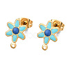 304 Stainless Steel Enamel Stud Earring Findings STAS-T052-43G-03-1