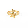 Ion Plating(IP) 304 Stainless Steel 12 Constellations/Zodiac Signs Open Cuff Ring for Women RJEW-S405-156G-2
