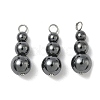 Synthetic Non-magnetic Hematite Round Beaded Pendants PALLOY-JF02867-05-1