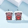 Wood Stud Earrings EJEW-M063-01G-2