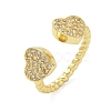 Brass Micro Pave Cubic Zirconia Cuff Open Rings RJEW-C163-03B-G-4