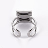 Non-Tarnish 201 Stainless Steel Cuff Pad Ring Settings X-STAS-S080-041A-P-4
