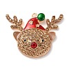 Christmas Zinc Alloy Rhinestone Pendnats PALLOY-K008-02A-KCG-1