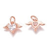 Brass Micro Pave Clear Cubic Zirconia Charms ZIRC-O035-26RG-2