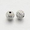 Textured Round Brass Beads KK-N0061-01S-6mm-1