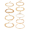 2 Sets 2 Styles Alloy Chain Bracelets & Bangles Set for Women BJEW-SP0001-34B-1