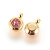 304 Stainless Steel Rhinestone Charms STAS-P237-10G-16-2