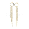 Clear Cubic Zirconia & Crystal Rhinestone Long Tassel Dangle Stud Earrings EJEW-C037-07G-LG-1