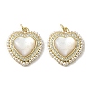 Brass Pave Shell Pendants KK-I708-15B-G-1