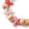 Beach Starfish Dyed Synthetic Turquoise Stretch Bracelets BJEW-JB10294-02-3