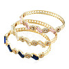 Cubic Zirconia Rectangle & Evil Eye Hinged Bangle BJEW-N012-047-1