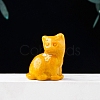 Natural Yellow Jade Carved Healing Lucky Cat Figurines PW-WG42682-04-1