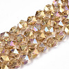 Electroplate Transparent Glass Beads Strands EGLA-T019-06-2