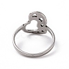 Non-Tarnish 201 Stainless Steel Heart Finger Ring RJEW-J051-33P-3