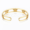 Brass Micro Pave Clear Cubic Zirconia Cuff Bangles BJEW-T018-14G-NF-2