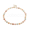 Enamel Daisy Link Chain Necklace NJEW-P220-01G-03-1