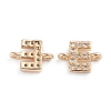 Brass Micro Pave Cubic Zirconia Letter Links X-ZIRC-I042-16G-E-2