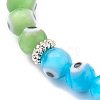 Rainbow Round Evil Eye Lampwork Stretch Beaded Bracelets for Kids BJEW-JB05940-2