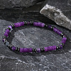 Natural Amethyst & Synthetic Non-magnetic Hematite Beads Stretch Bracelets for Men Women ZE8511-4