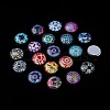 Printed Glass Flat Round Cabochons GGLA-N004-12mm-G-WH-7