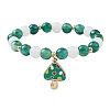 Resin Imiattion Cat Eye Beaded Stretch Bracelet with Mushroom Alloy Enamel Charms BJEW-JB09571-3