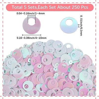 5Sets Iridescent PVC Paillette/Sequin Links PVC-SC0001-16B-1