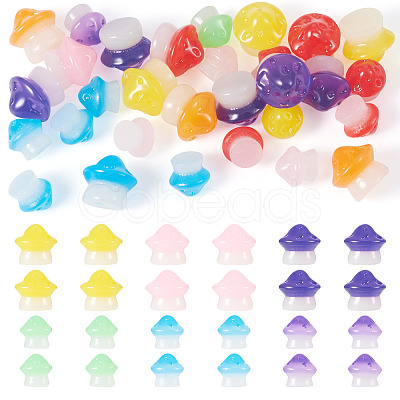 30Pcs 2 Styles Luminous Resin Mushroom Ornament RESI-TA0004-02A-1