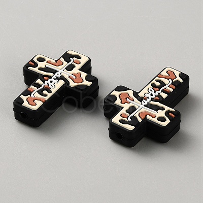 Halloween Cross Silicone Beads SIL-WH0025-01A-1