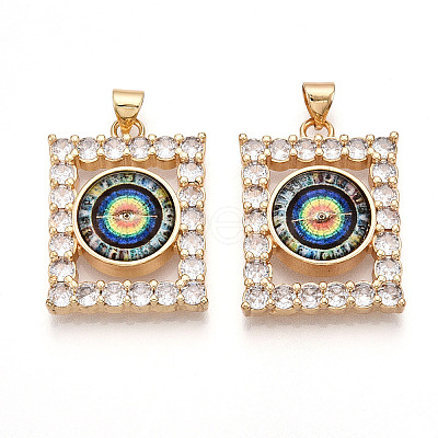 Brass Micro Pave Clear Cubic Zirconia Pendants for Women KK-T070-91A-04-1