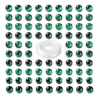 100Pcs 8mm Natural Green Tiger Eye(Dyed & Heated) Round Beads DIY-LS0002-08-1