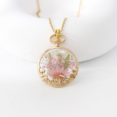 Alloy & Resin Dried Flower Pendant Necklaces WG445DE-04-1