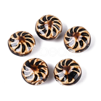 Windmill Spiral Pattern Vintage Handmade Porcelain Beads PORC-N013-19-09-1