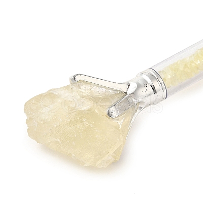 Raw Natural Yellow Quartz Chip on Top Ball-Point Pen AJEW-G063-01G-1