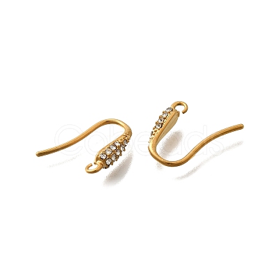 304 Stainless Steel Rhinestone Earring Hooks STAS-D310-01G-01-1