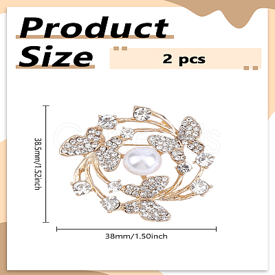 2Pcs Alloy Rhinestone Brooches JEWB-LP0010-12-1